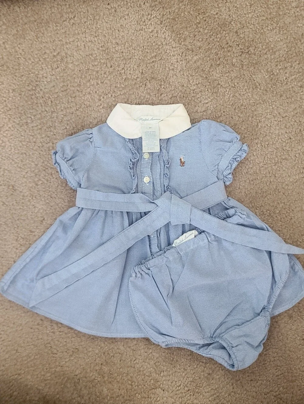 Ralph Lauren Baby Blue Polo Dress Set